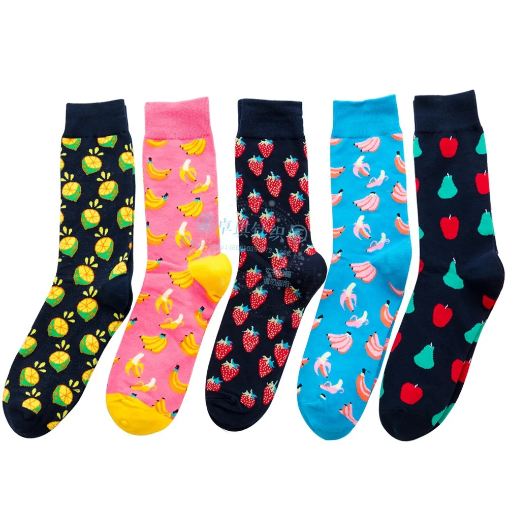 Lemon, yellow banana, strawberry, pink banana, pear fruit Unisex  cotton socks ZQ023