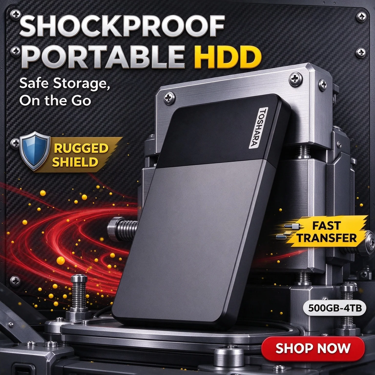 Portable Stable External Hard Drive Large Capacity TOSHARA 500GB-4TB USB 3.0 Office File Backup Hard Disk for Desktop Laptop