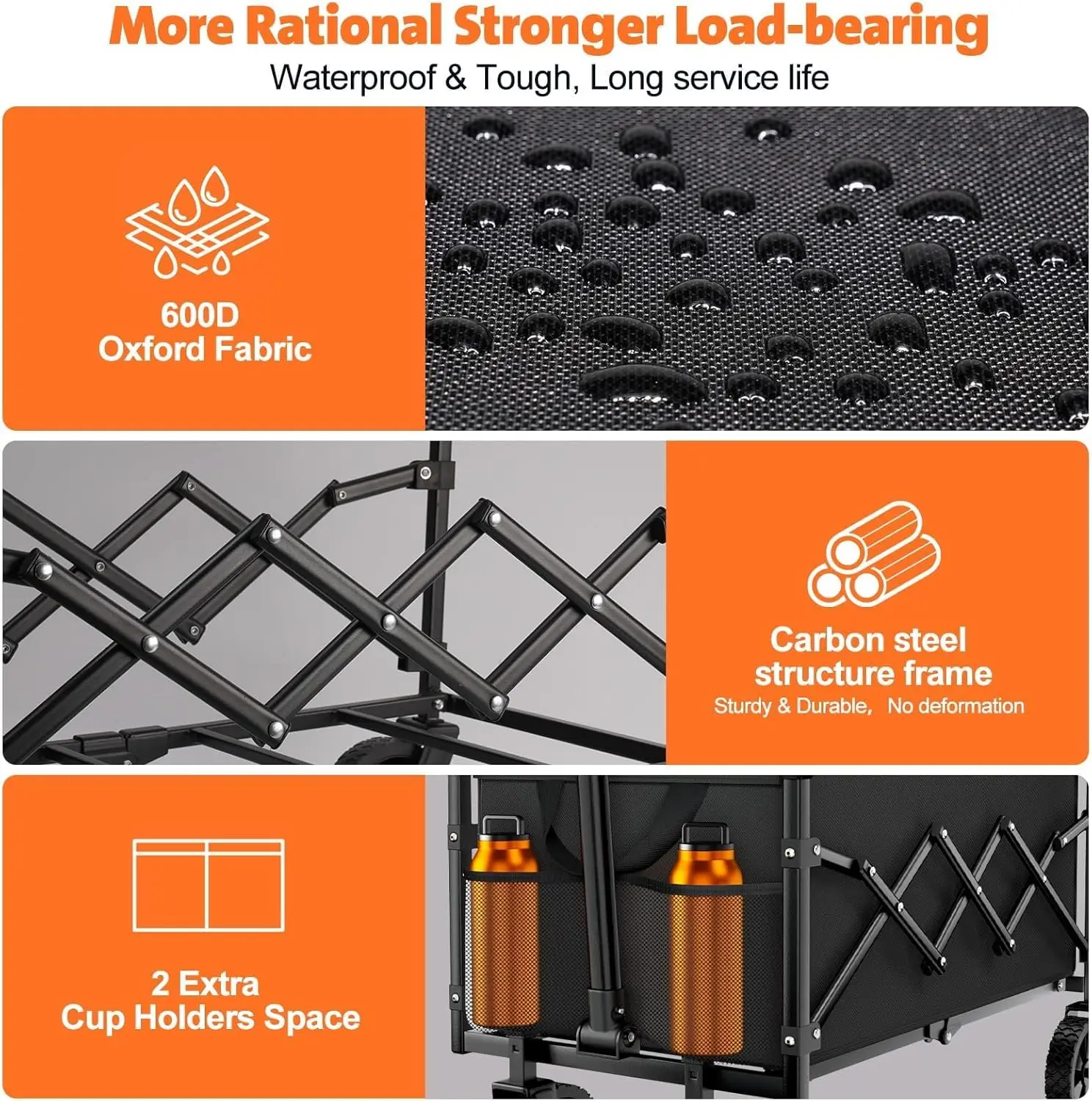 折りたたみ式ワゴンカート 220ポンド 耐荷重 折りたたみ式 軽量 ポータブル ユーティリティカート ホイール付き ビーチ ショッピング ガーデン スポーツ用