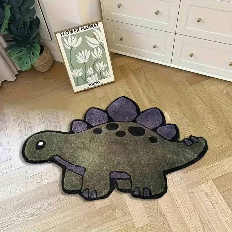 Cute Dinosaur Irregular Carpet Non-Slip Soft Flannel Rug Bedroom Bathroom Living Room Pet Floor Mat Dark Art Home Decor