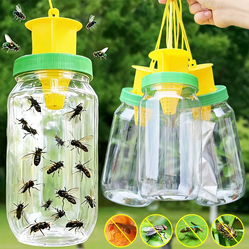 Fly Traps Outdoor Fly Catcher Weatherproof High-Efficiency Fly Catchers Wasp Hornet Repellent Reusable Eco-Friendly Bottles