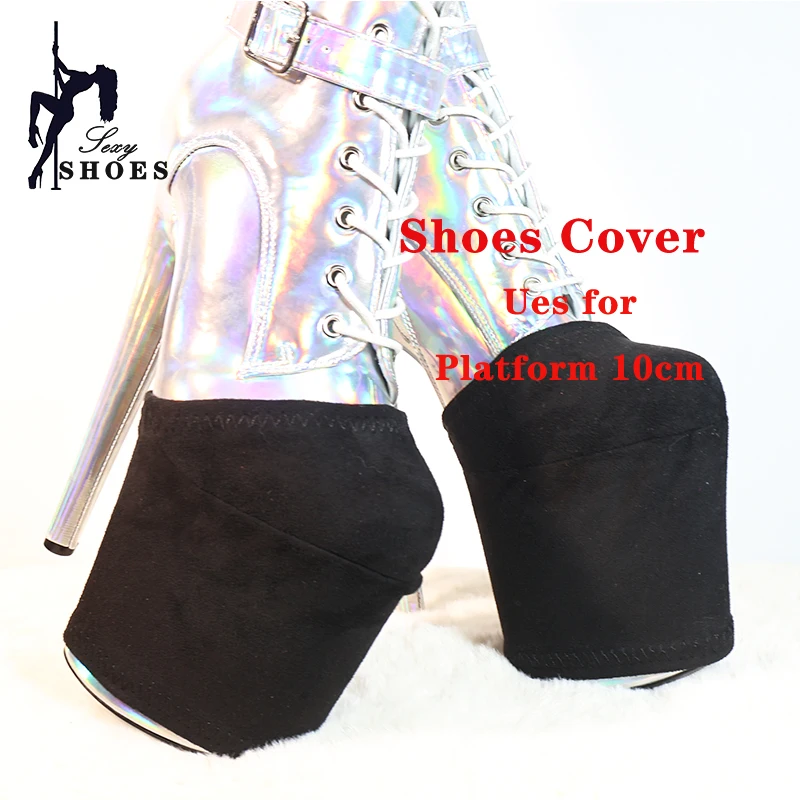 Wear-Resist Pole Dance Shoes Cover Super High Sandals Boots Heel Height 15CM 17CM 20CM 23CM 26CM Black Platform Protection Cover