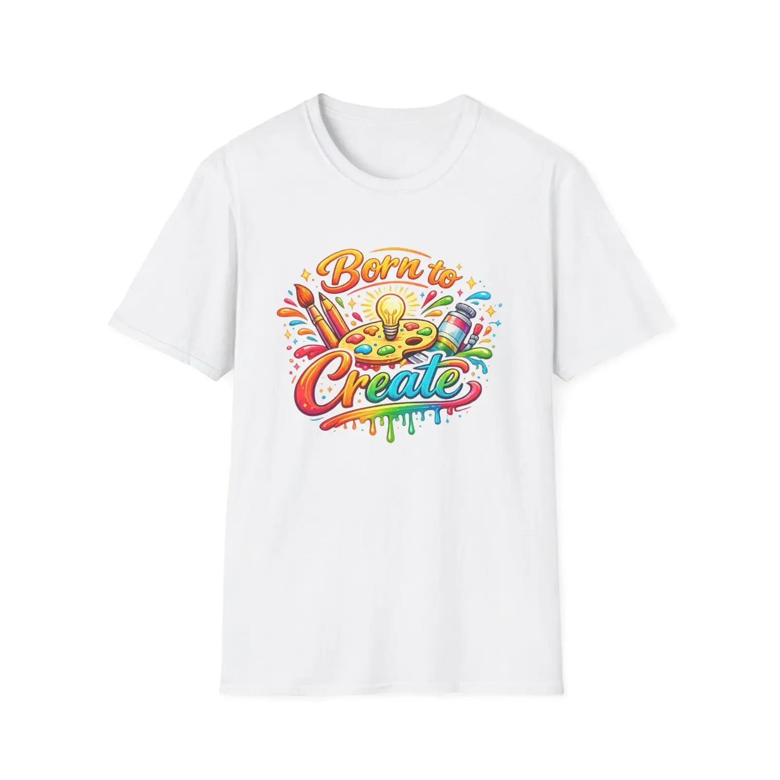 Born to Create T Shirt Creative ArtisT Colorful Painter Designer Art Lover  vintage Washed Casual graphic fashion Stretched