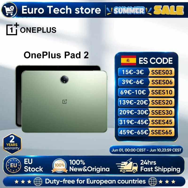 Global Version OnePlus Pad 2 Snapdragon 8 Gen 3 16GB+512GB Stroage 12.1'' 144Hz Screen 67W SUPERVOOC 13MP Camera OS 14.1 Pad