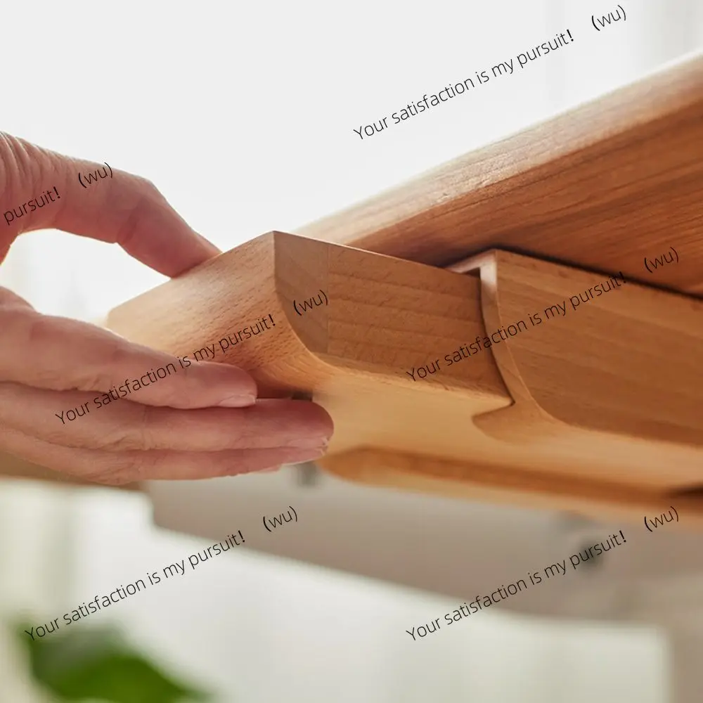 Pull-out bamboo/walnut under-table decorations, natural home storage, hidden drawers