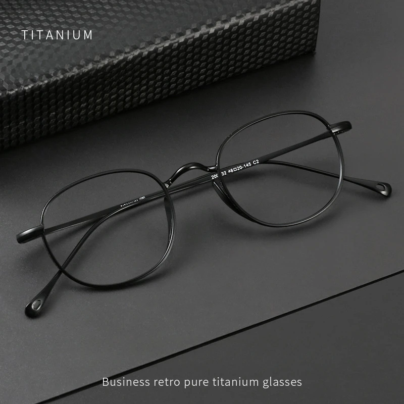 Japanese Pure Titanium Glasses Frame Men Women  Retro Literary Plain Myopia Flat Eyeglasses Frame for Anti-Blue Light Glasses