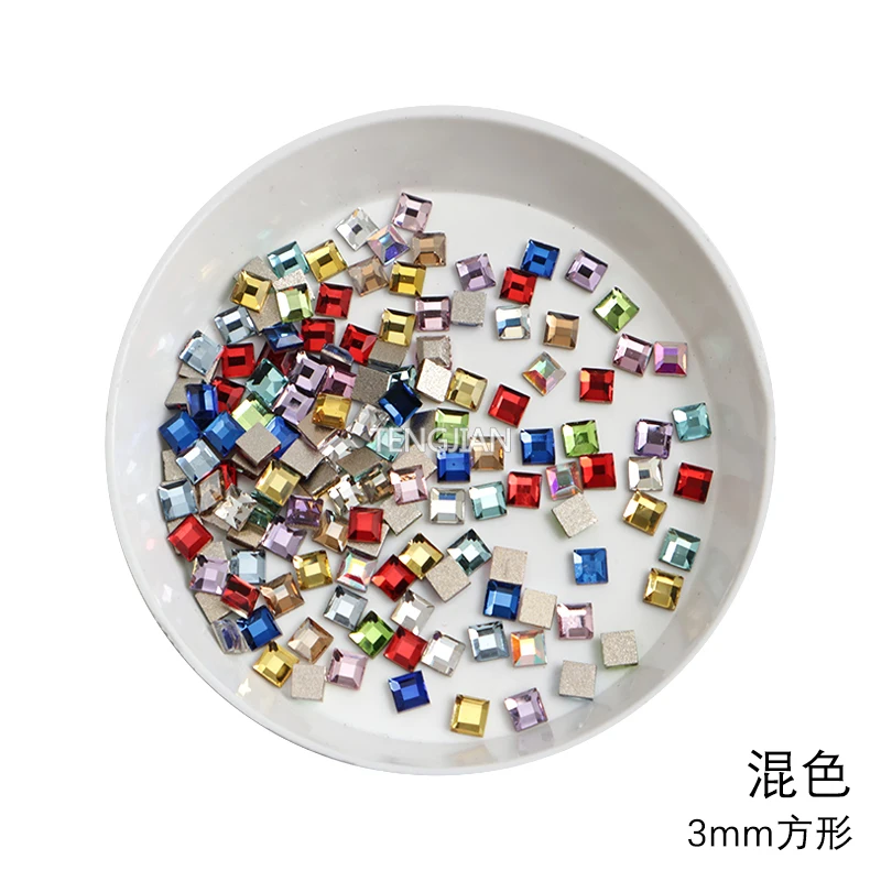 Hot Selling Mini Square FlatBack Nail Art Rhinestone Stone 3MM Glass Crystal DIY Manicure Accessory Diamond 100Pcs