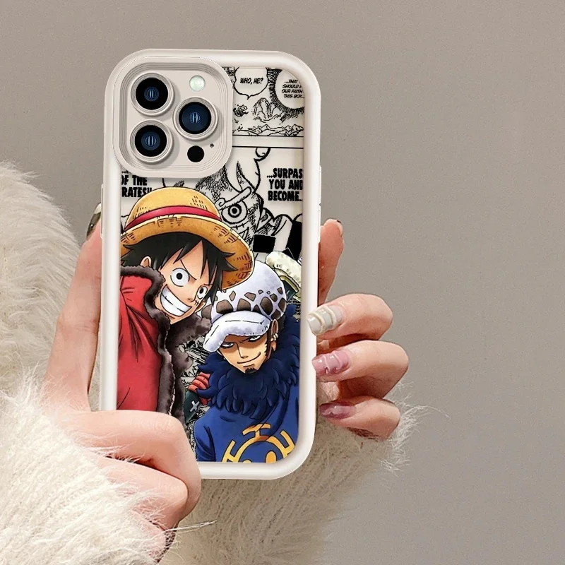 New Cartoon Luffy One Cute Silicone Case For iPhone 15 14 13 12 11 Pro Max XS XR X 7 8 Plus SE Bumper Soft Protectiou cover