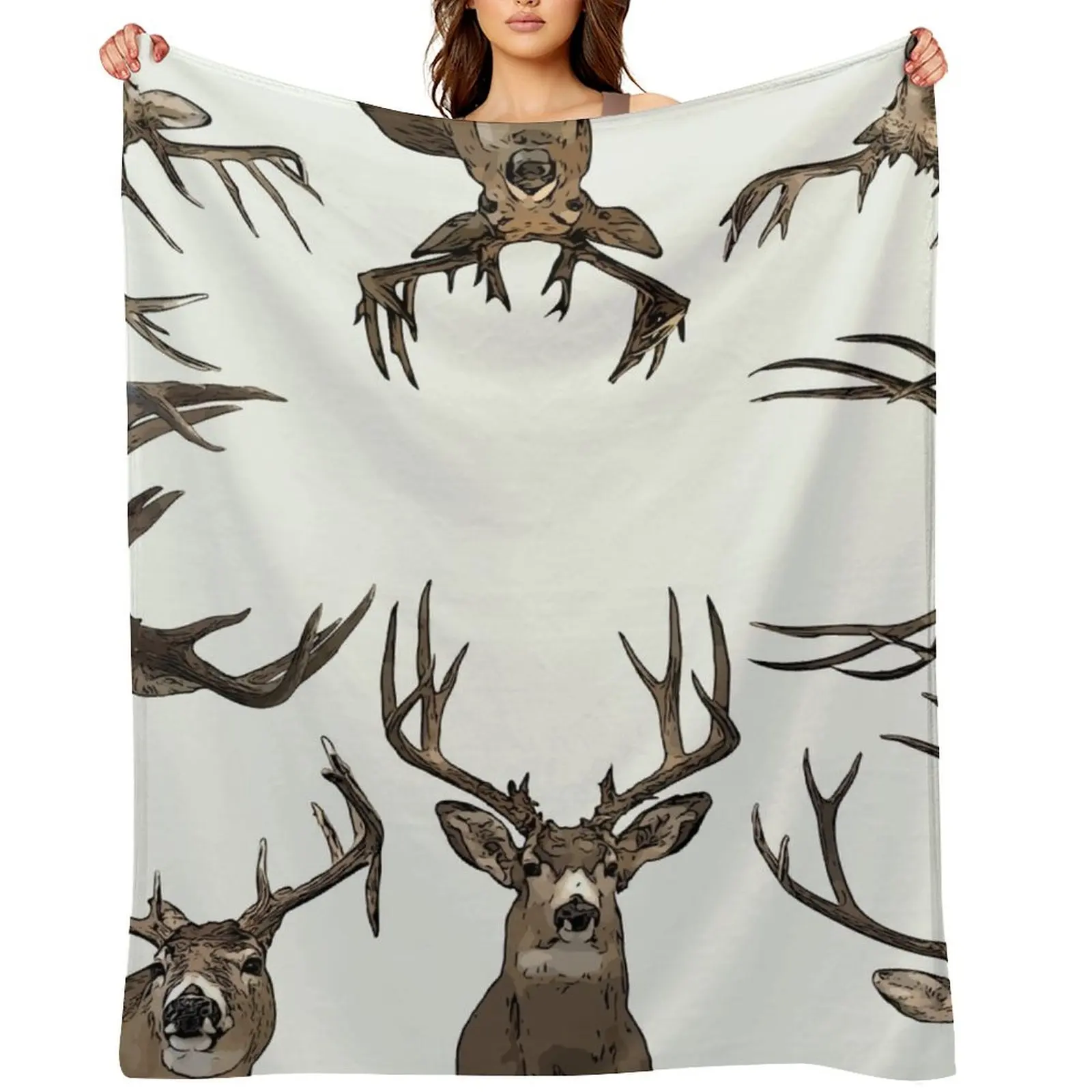 

Big Buck Deer Composite modern Rustic Collage Throw Blanket Plaid on the sofa Cute Plaid Soft Plaid For Sofa Thin Blankets