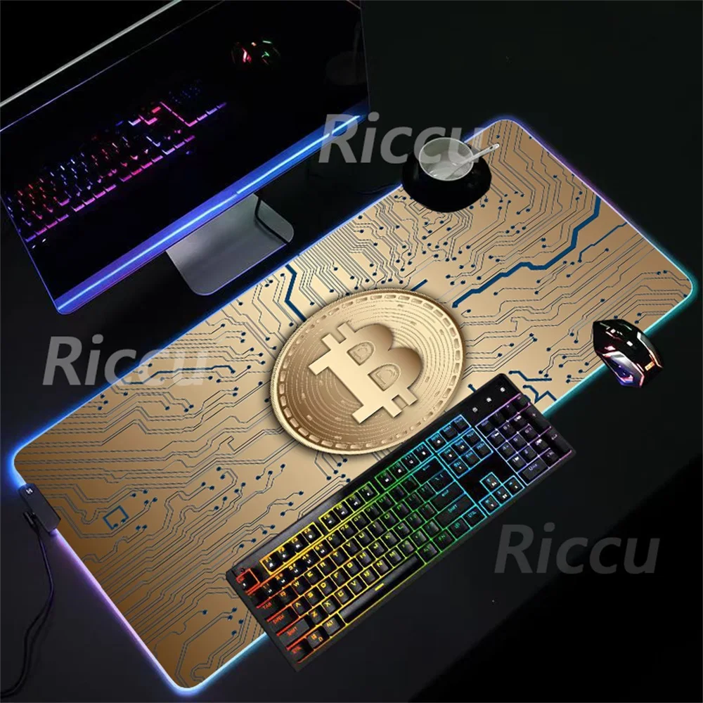 Many people like it PC Bitcoin High definition Mats HD prining RGB Mouse Pad Backlight Gaming Large accessories Gaming mouse pad