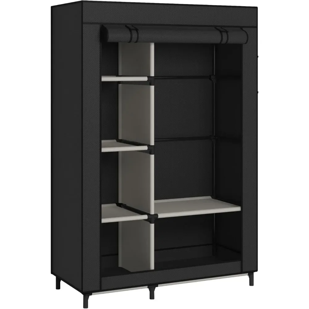 Organisateurs de Cisco portables, rangement pour vêtements, armoire avec 6 étagères et le plus récent, housse en tissu non tissé avec 4 poches latérales