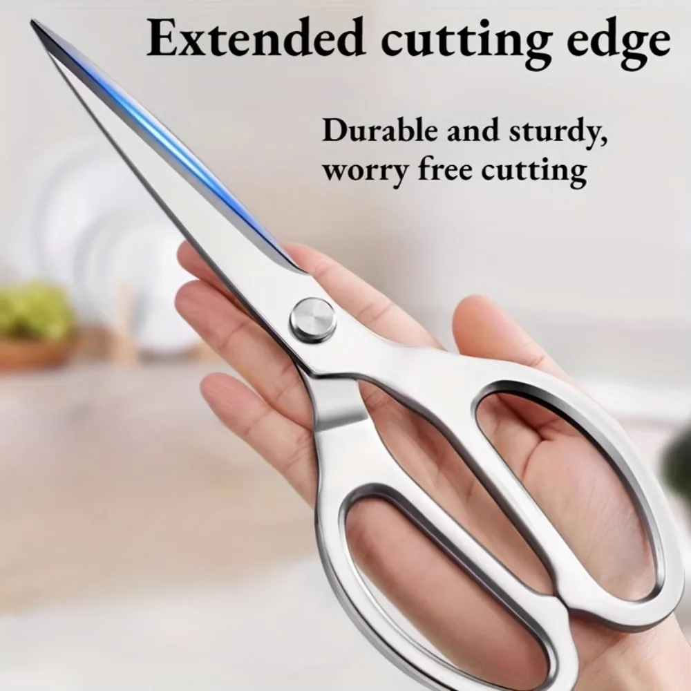 2pcs Set of [German Stainless Steel] All-Steel Long-Blade Heavy-Duty Scissors + Peeler, Cuts Chicken Bones And Fish Bones