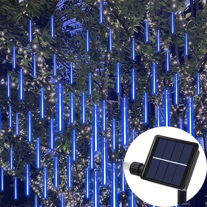 

1 pc 8 Tubes Solar Meteor Shower Rain Light LED String Lights Fairy Garden Decor Wedding Outdoor Street Holiday Christmas Lights