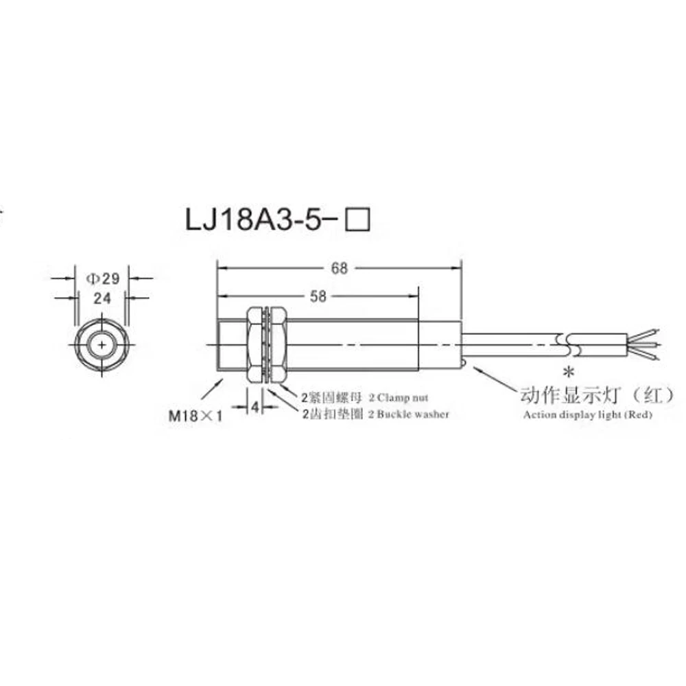 M18 LJ18A3-5 LJ General column proximity switch sensor AC Two wire NPN/PNP NO/NC screen shield type detection distance 5mm