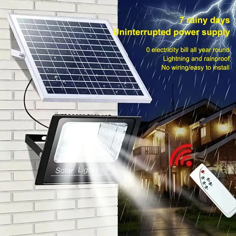 25W IP67 Solar Flood Light With Remote Control And Energy Saving Design Perfect For Outdoor Garden Yard Patio Porch Lighting