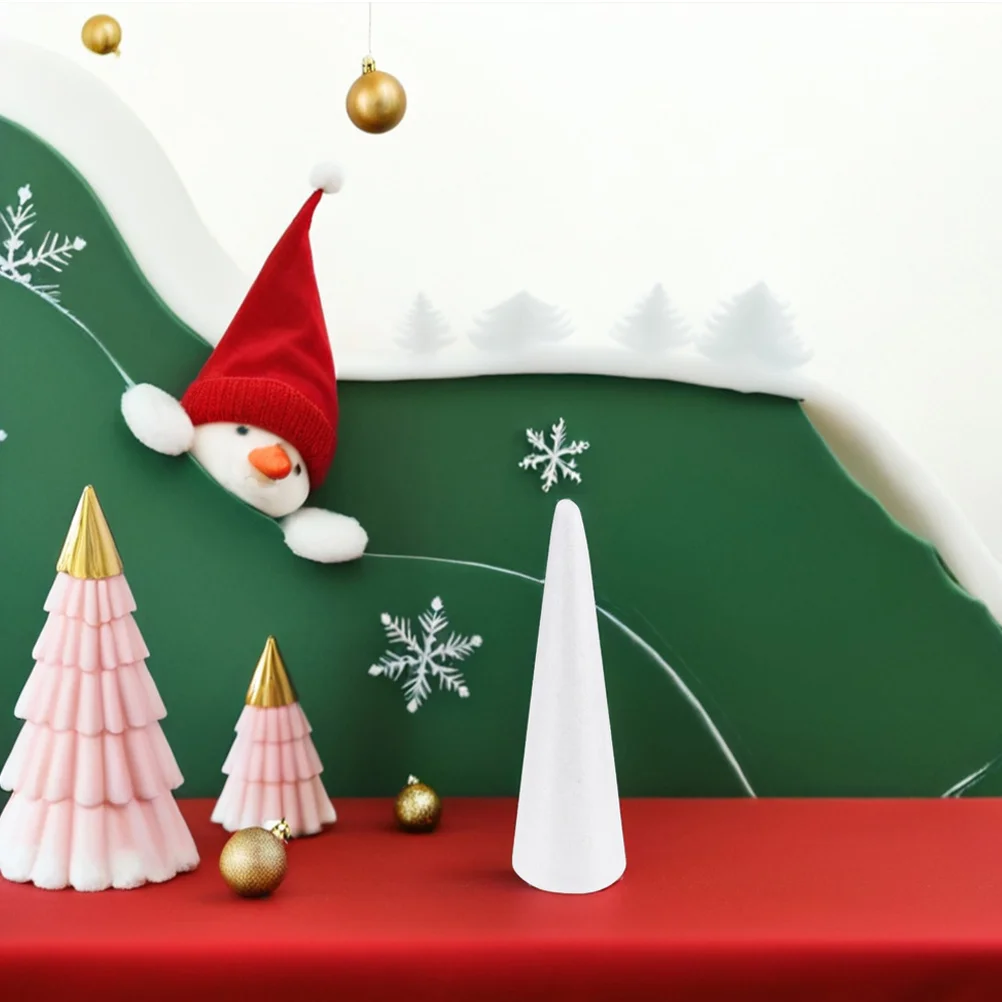 

4Pcs White Foam Cones for Crafting Blank Cone Shapes Easy Coloring Kids DIY Art Projects Portable Party Props Christmas Tree