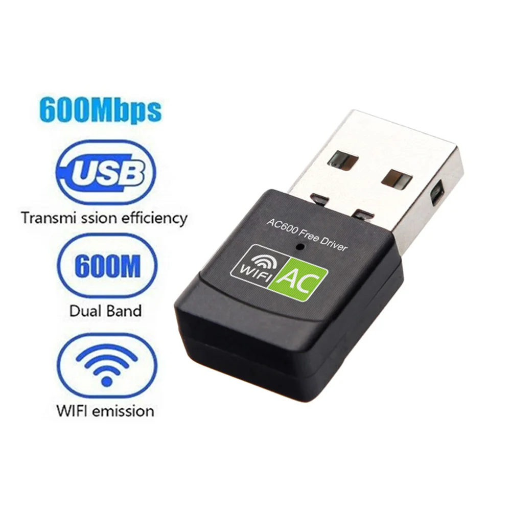 USB WiFi Adapter Wireless AC600 Ethernet Dongle 5Ghz Lan USB2.0 Wi-Fi Free Driver PC Wi Fi Receiver AC Network Card