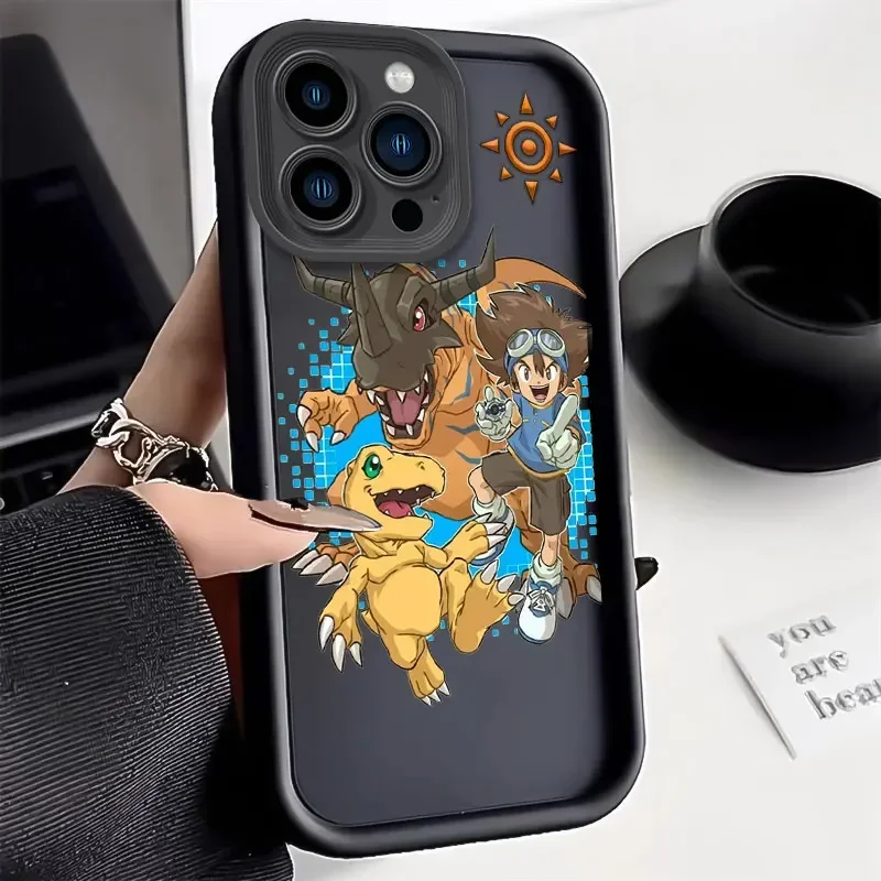 Anime D-Digital Monster Digimon Silicone Phone Case for iPhone 14 15 Pro Max 13 12 11 X XS XR 7 8 Plus SE 2020 Shockproof Cover