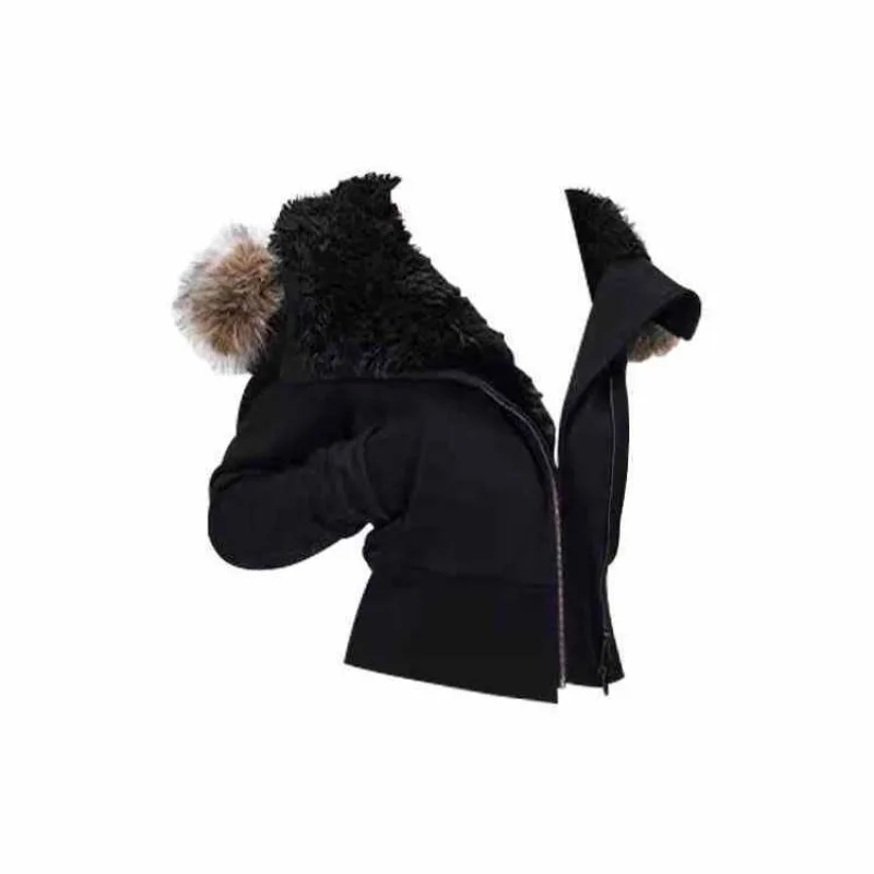 

American Vintage Hoodie Short Coat Women Oversize Autumn Black Cardigan Jackets 2025 Simple Fashion Sweatshirt Tops Mujer