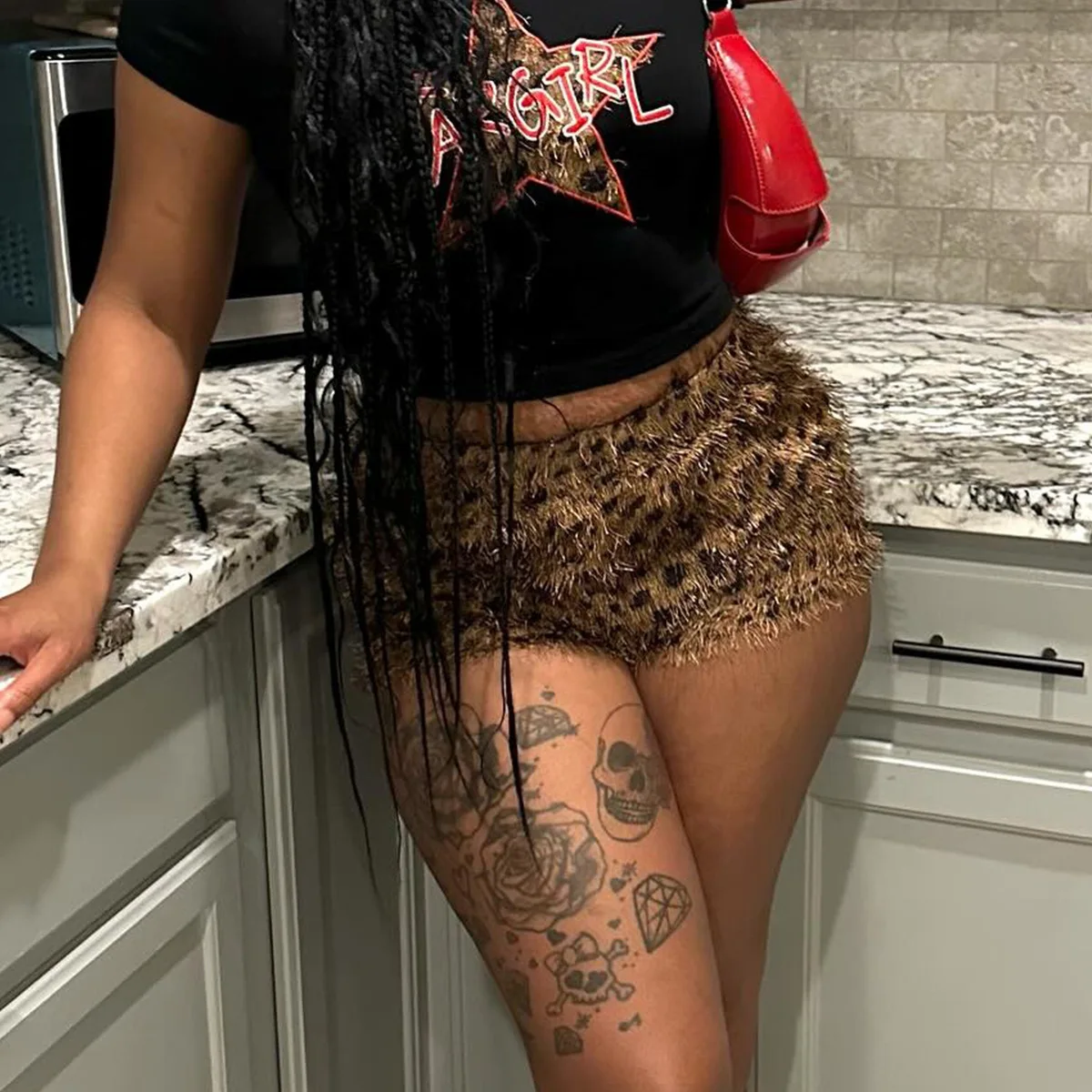 Fur Leopard Shorts Sexy Pants High Waist Skinny Pants 2025 Women Winter Clothes Club Wear Fashion Cargo Elegant Cute Pants