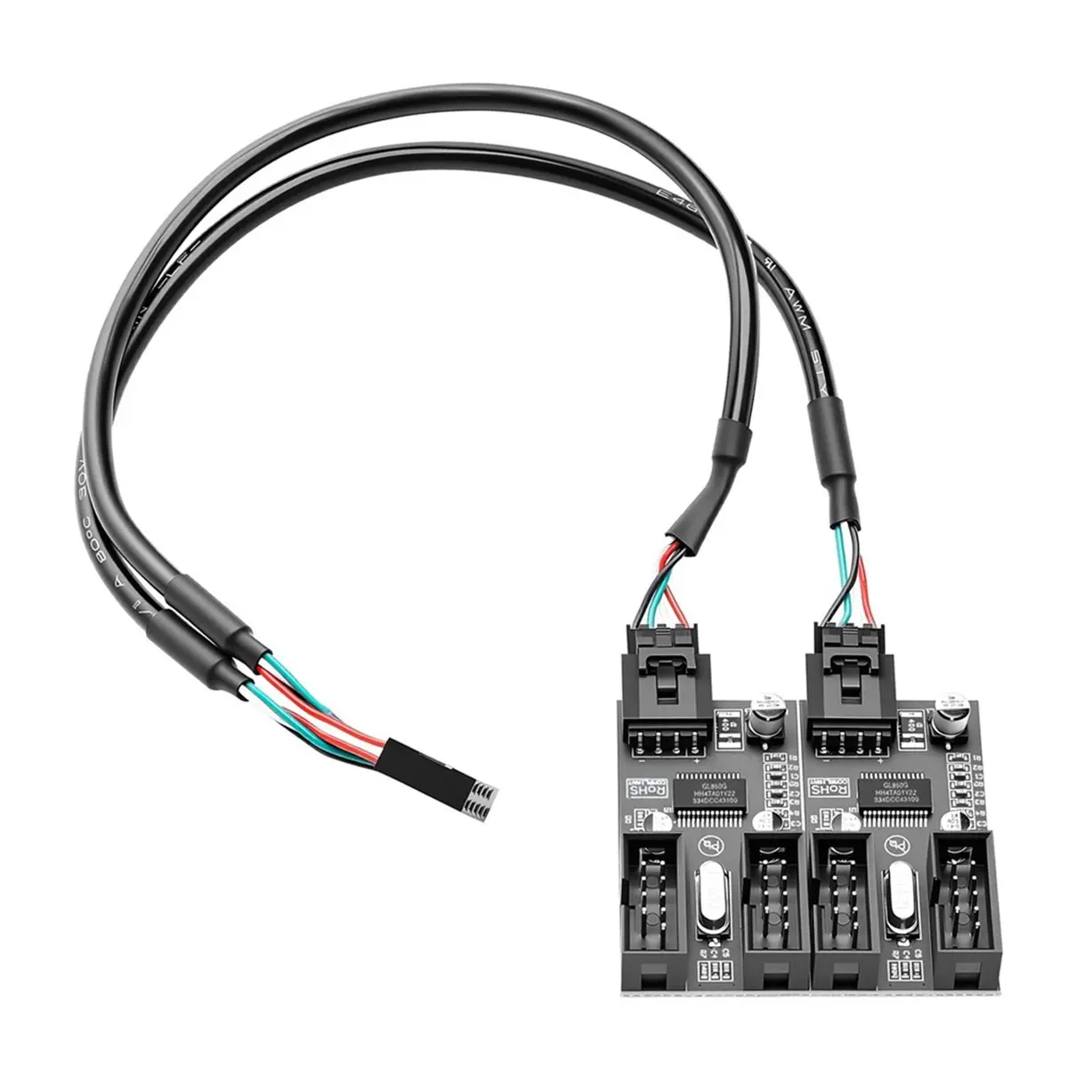 Fits for 9Pin USB Splitter Motherboard USB2.0 HUB Female to Male 1 Port to 4 Ports Extend Cable Adapter for PC 9-Pin Accessories