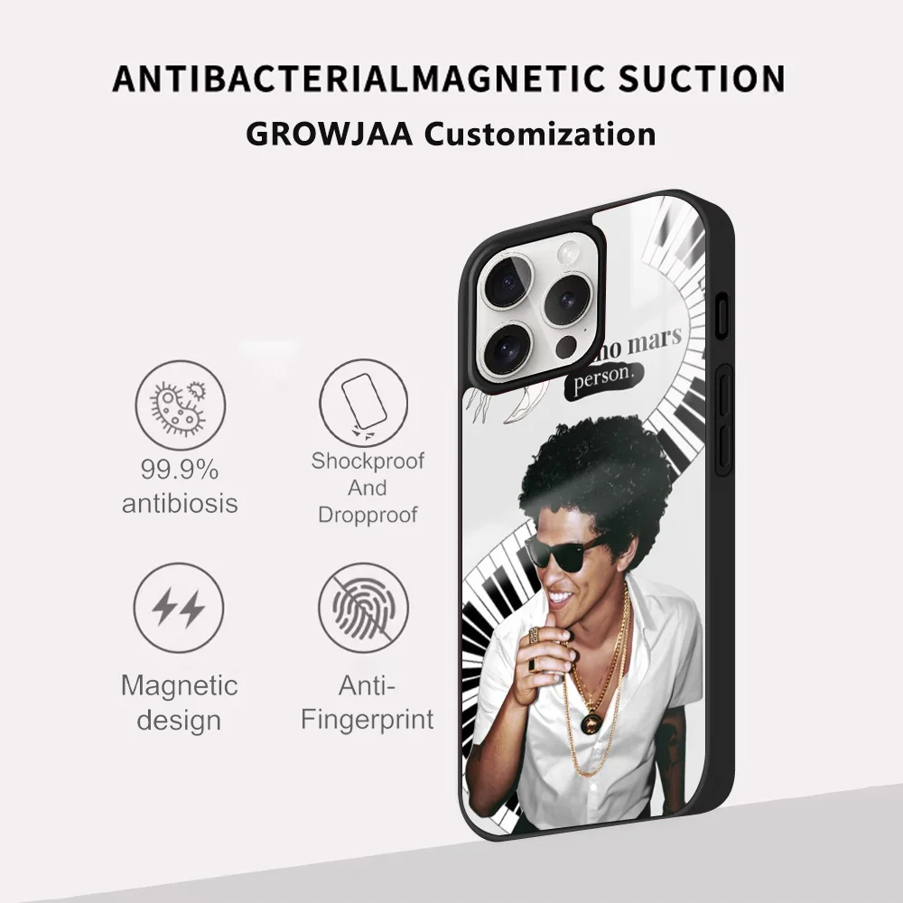 B-Bruno Mars American Sale Singer Magsafe Phone Case For iPhone 15 14 13 12 11 Pro Max Plus Mini Mirror Magnetic Cover Funda