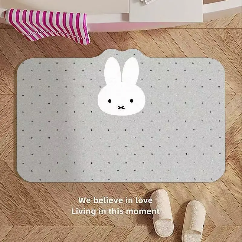 Cute Miffy Diatomaceous Earth Mat Anti Slip Quick Drying Hand Washable Bathroom Kitchen Door Decoration Friend's Holiday Gift