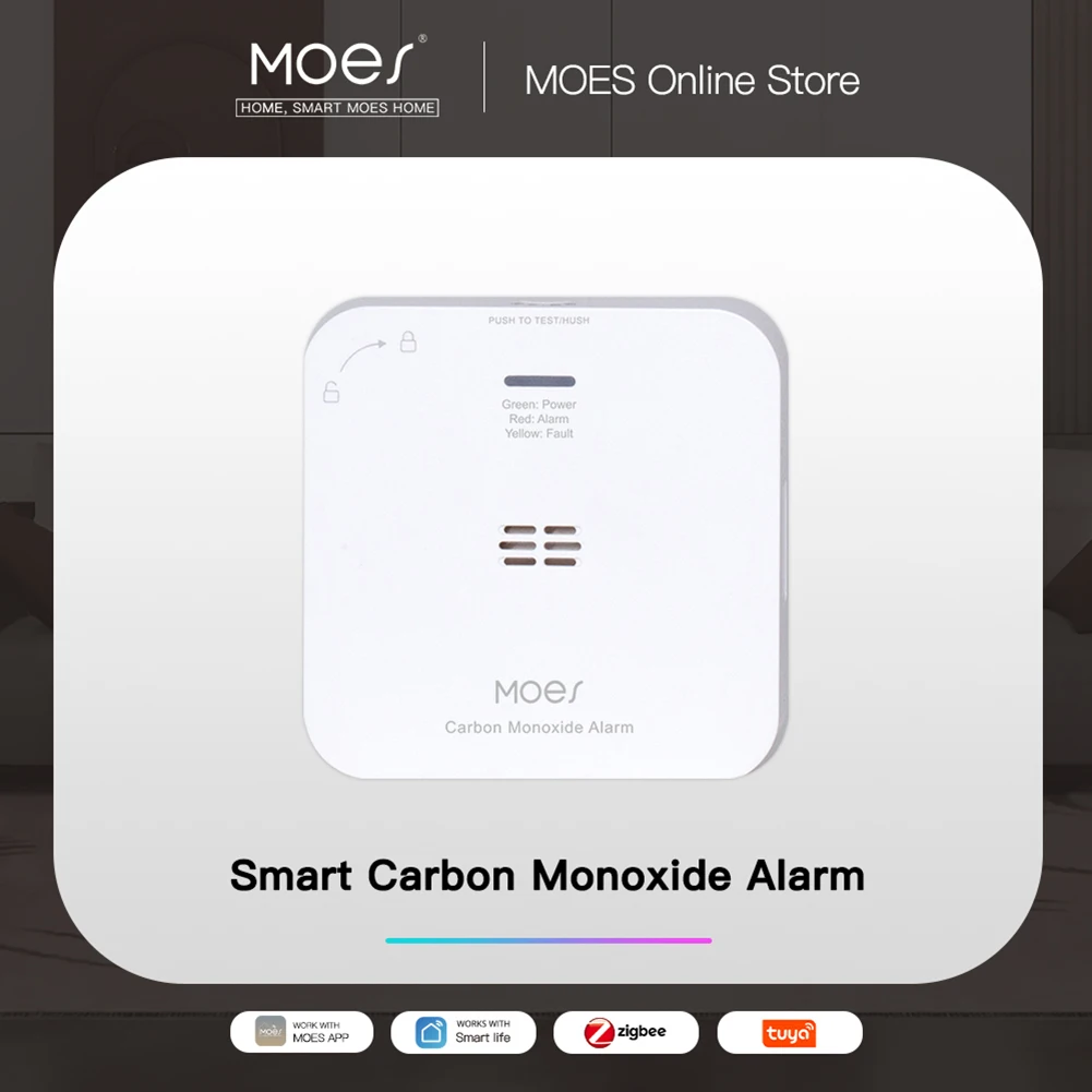 Tuya ZigBee Digital Gas Smoke Alarm CO Carbon Monoxide Detector Smoke CO Safe Sensor Alarm Detector Home Security Protection