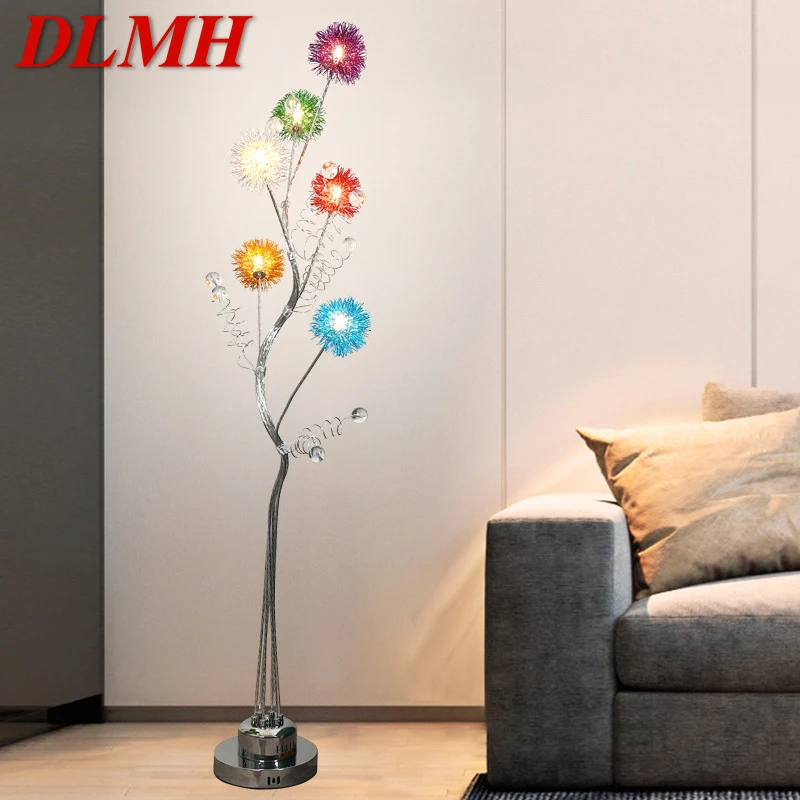 

DLMH Modern Colorful Floor Lamp Pastoral Art Iiving Room Bedroom Aluminum Wire LED Fork Decorative Standing Lightanding Light