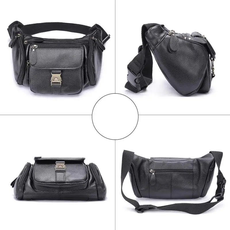 Imagem -03 - Bolsa de Cintura de Couro Genuíno para Homens Bolsa de Peito de Grande Capacidade Bolsa Crossbody Marca de Luxo