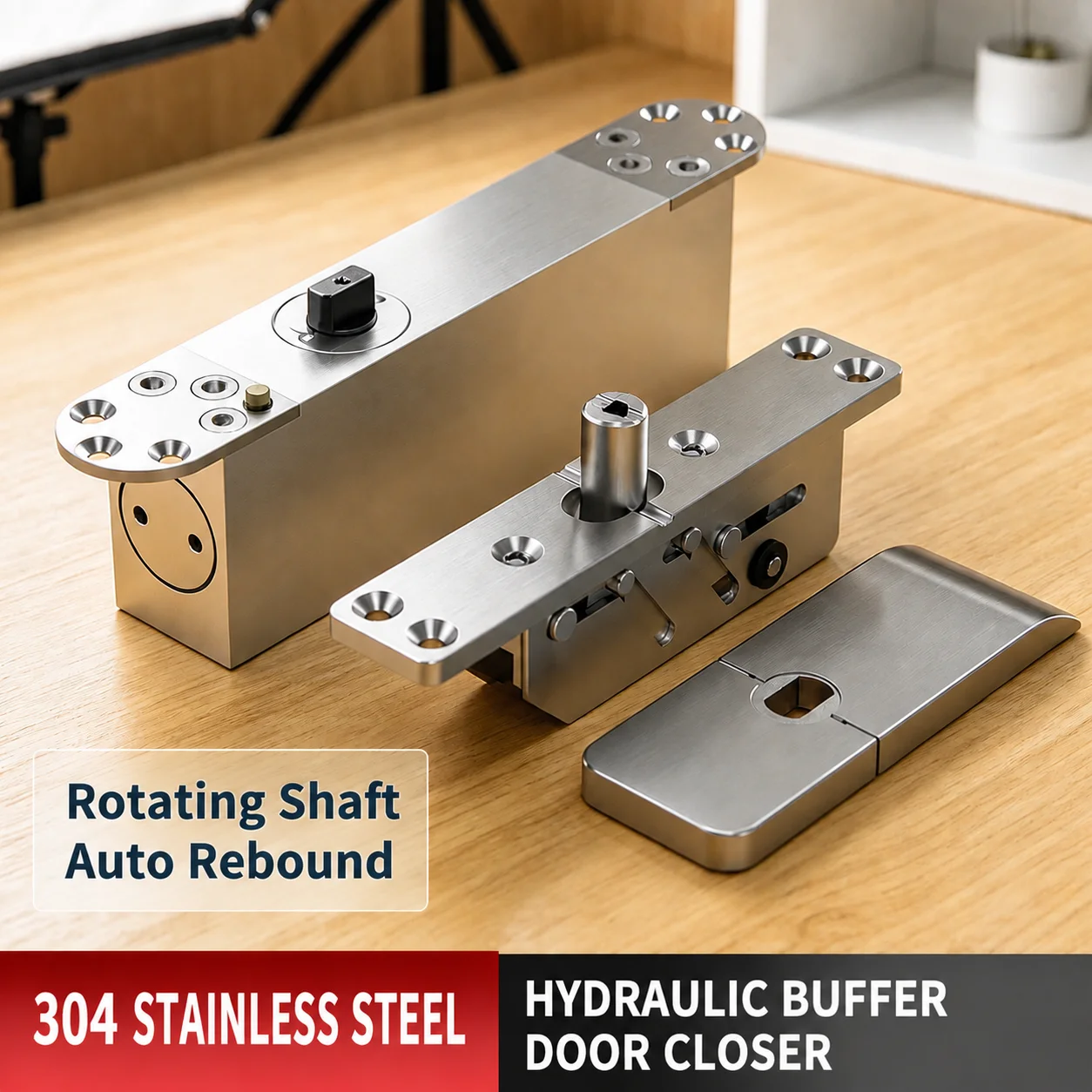 Hydraulic Door Closer & Soft-Close Buffering Concealed Invisible Hinges Stainless Steel Door 200kg Load Bearing