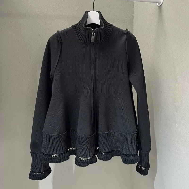 

SAC Splicing Knitted Cardigan Sweater Loose Casual Sweater Jacket