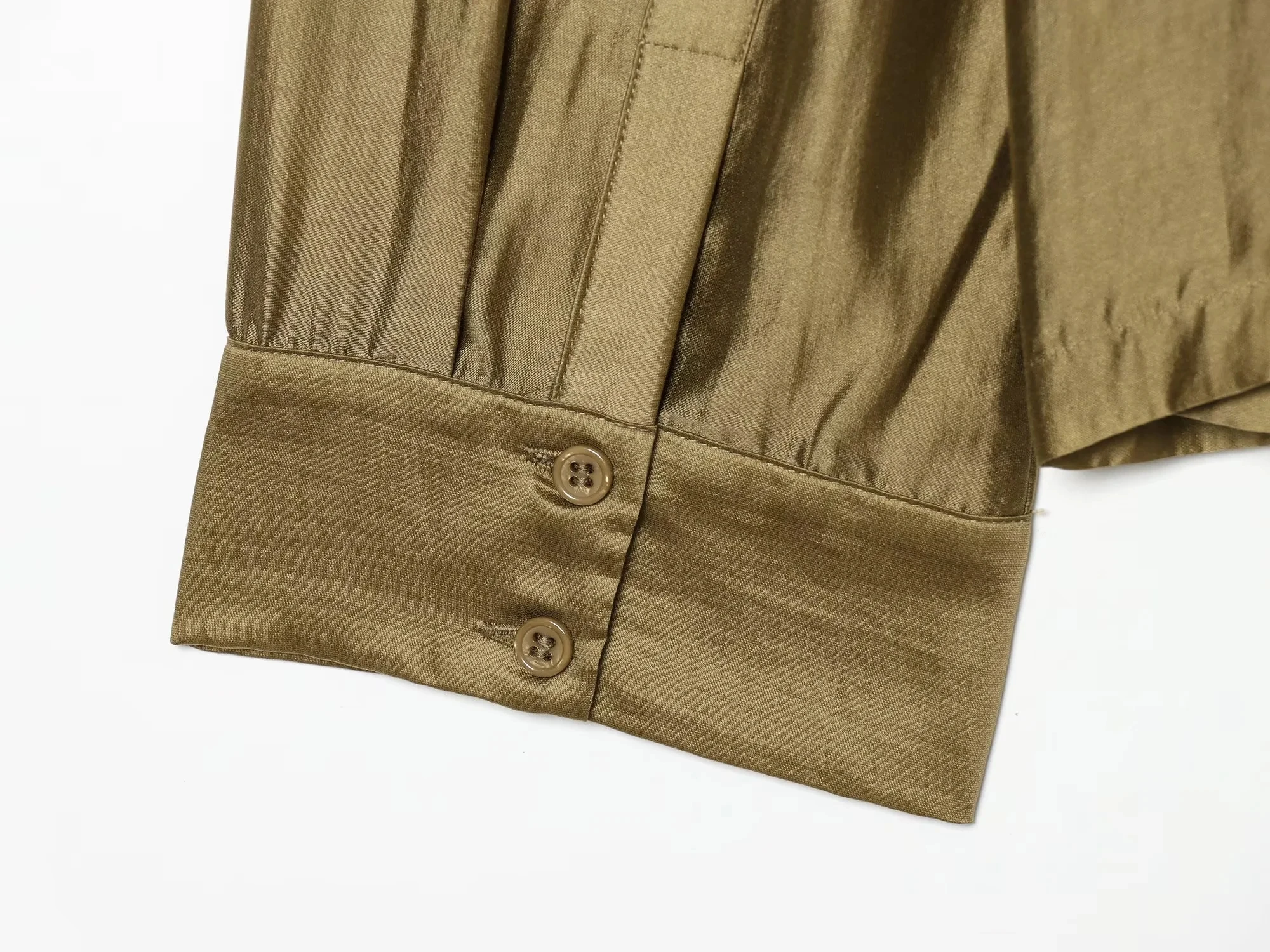 KONDALA Lässige Chic Damenbluse, einfarbig, O-Ausschnitt, einreihig, Langarm, mit Taschen, lockeres Hemd, Mode 2026 Sommerurlaub Bluse – Detail 17