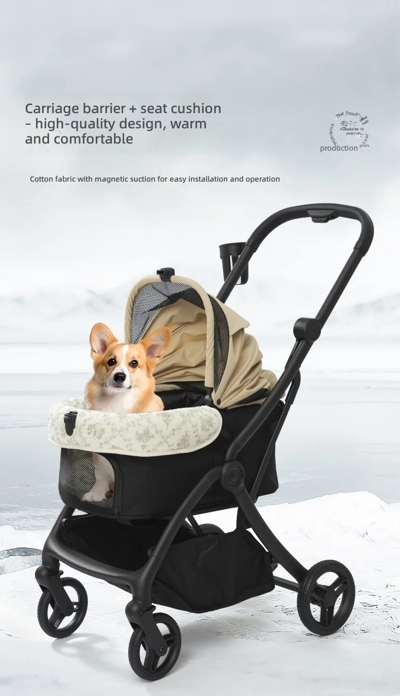 Pet Stroller, Fashionable Dirt-Resistant Cover, Pillow, 2-Piece Set, Universal for Cats and Dogs, Soft Cotton Pet Bed Pad