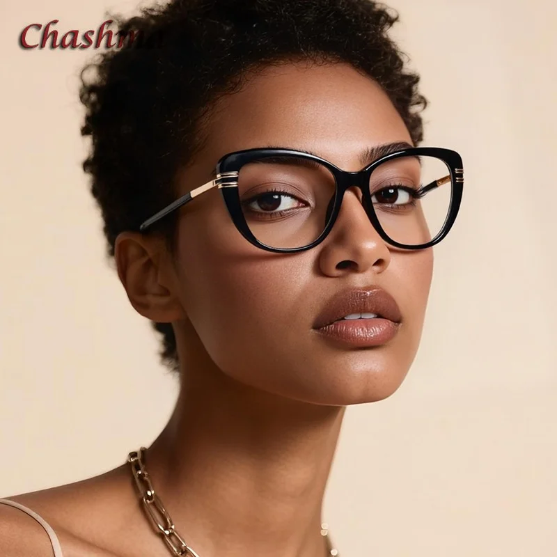 Chashma Women Glasses Frame Fashion Trendy Eyewear Lady Spring Hinge Optical Spectacle Transparent Gradient Brown Gafas