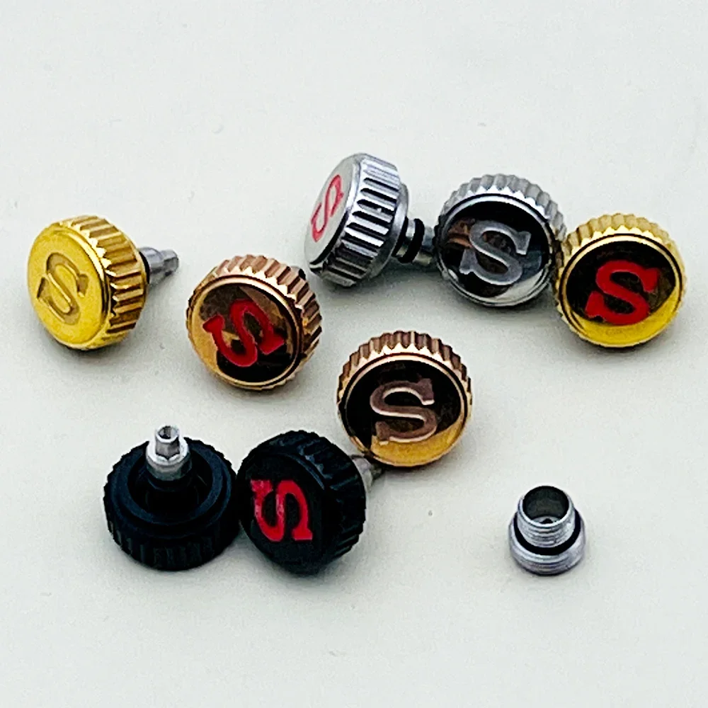 Customized 7mm Watch Crown SKX007 SRPD Crown Mod Engraved Signed 'S'  fit For nh35 nh36 Movement Case Include Crown Tube Parts