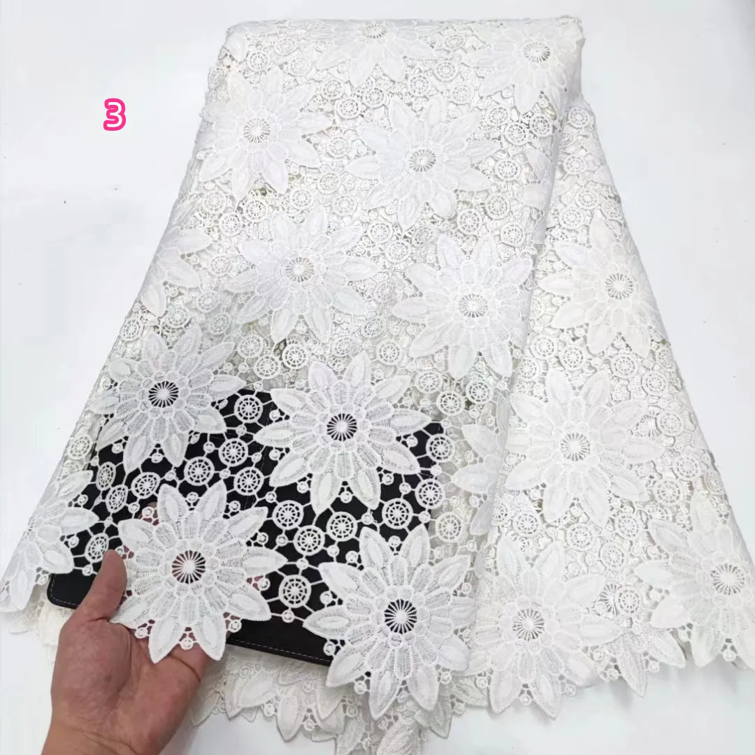 

High-end water-soluble lace fabric embroidered mesh fabric, African fashion clothing dress custom fabrics