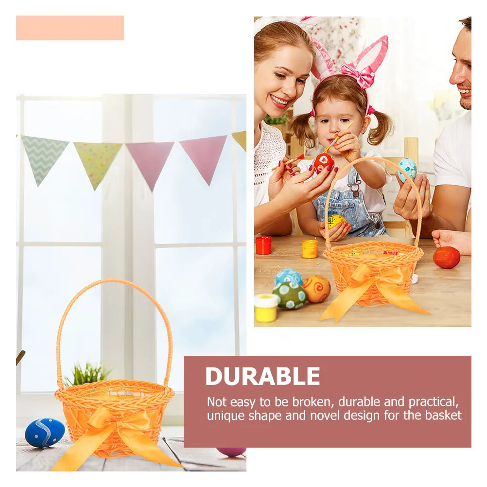 

5Pcs Natural Rattan Flower Basket with Handle Small Woven Basket for Terrace Garden Hotel Home Decorative Use Woven Gift Baskets