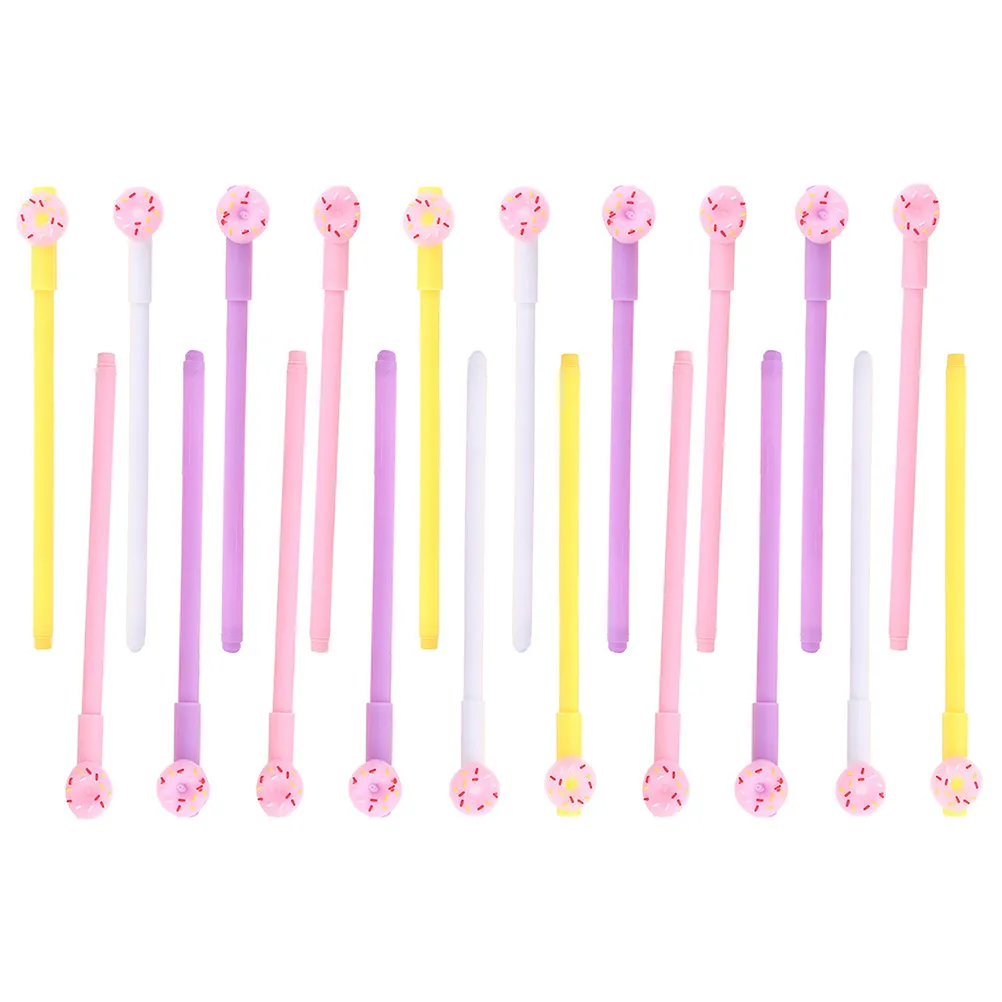 20Pcs Doughnut Writing Pen Silicone Plastic Gel Ink Pen Smooth No Smell Leak Proof Refillable for Students Clerks