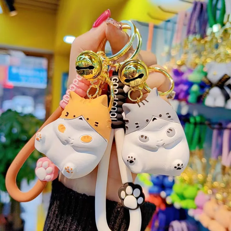 Cartoon Resin Fat Cat Keychain Female Cute Exquisite Phone Hanging Chain Hand Rope Doll Cute Keyring Bag Hanging Decoration Gift