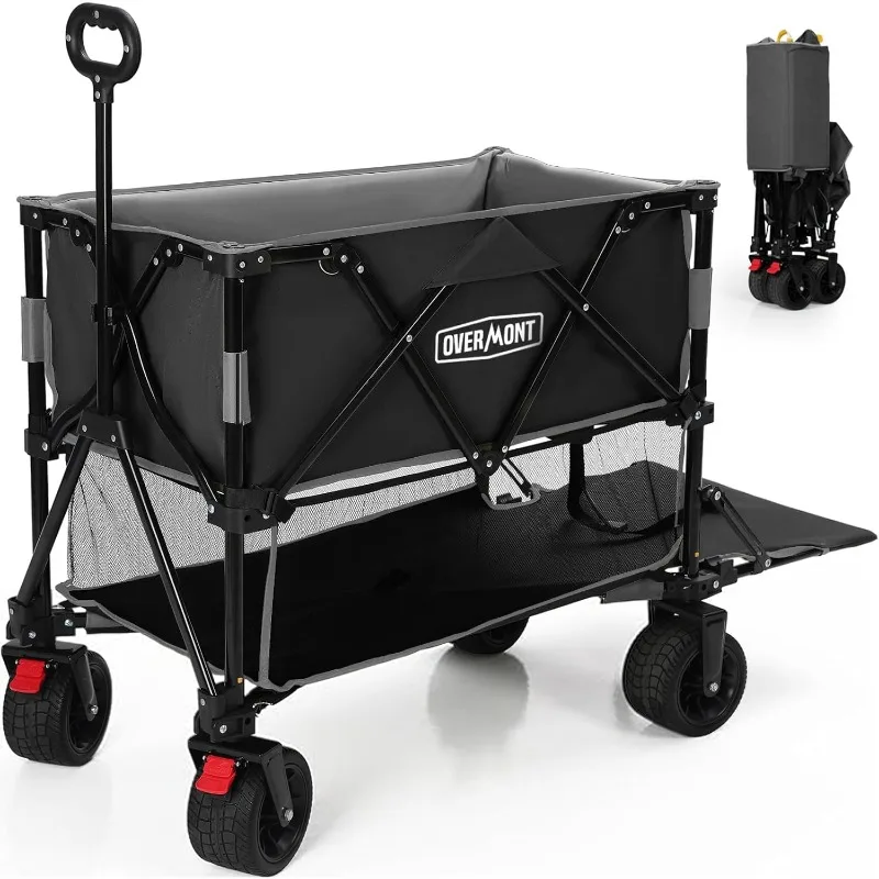 

400L Foldable Double Decker Wagon - Large Capacity Collapsible Wagon Cart- 52" Extra Long Extender