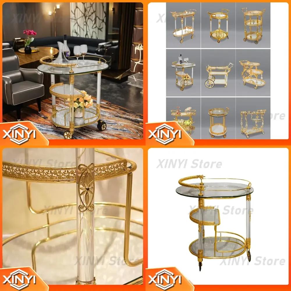 Modern Luxury Metal Bar Cart for Home Hotel Kitchen Living Room Outdoor Use for Supermarket Direct Factory Sale bar cart with