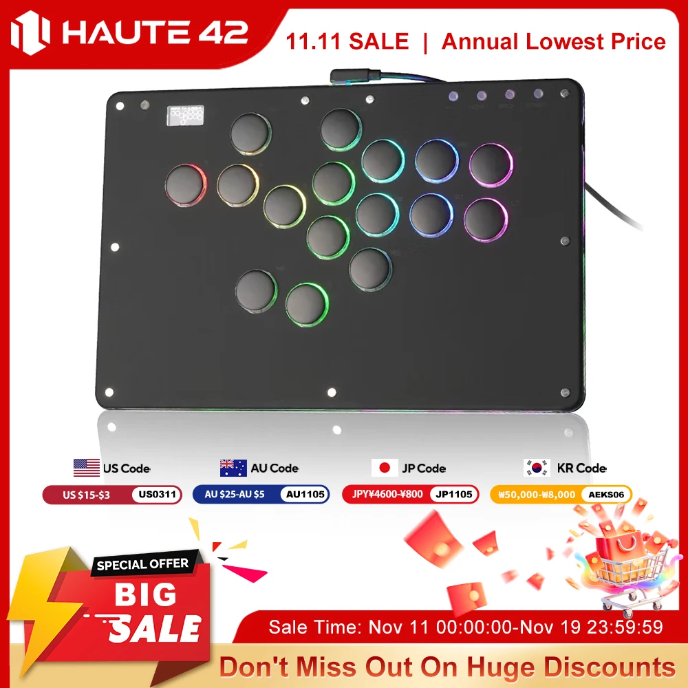 

Haute42 Arcade Joystick Hitbox Leverless Arcade Controller For PC/ PS4/PS5 Hitbox fightstick Leverless Arcade Stick Controller