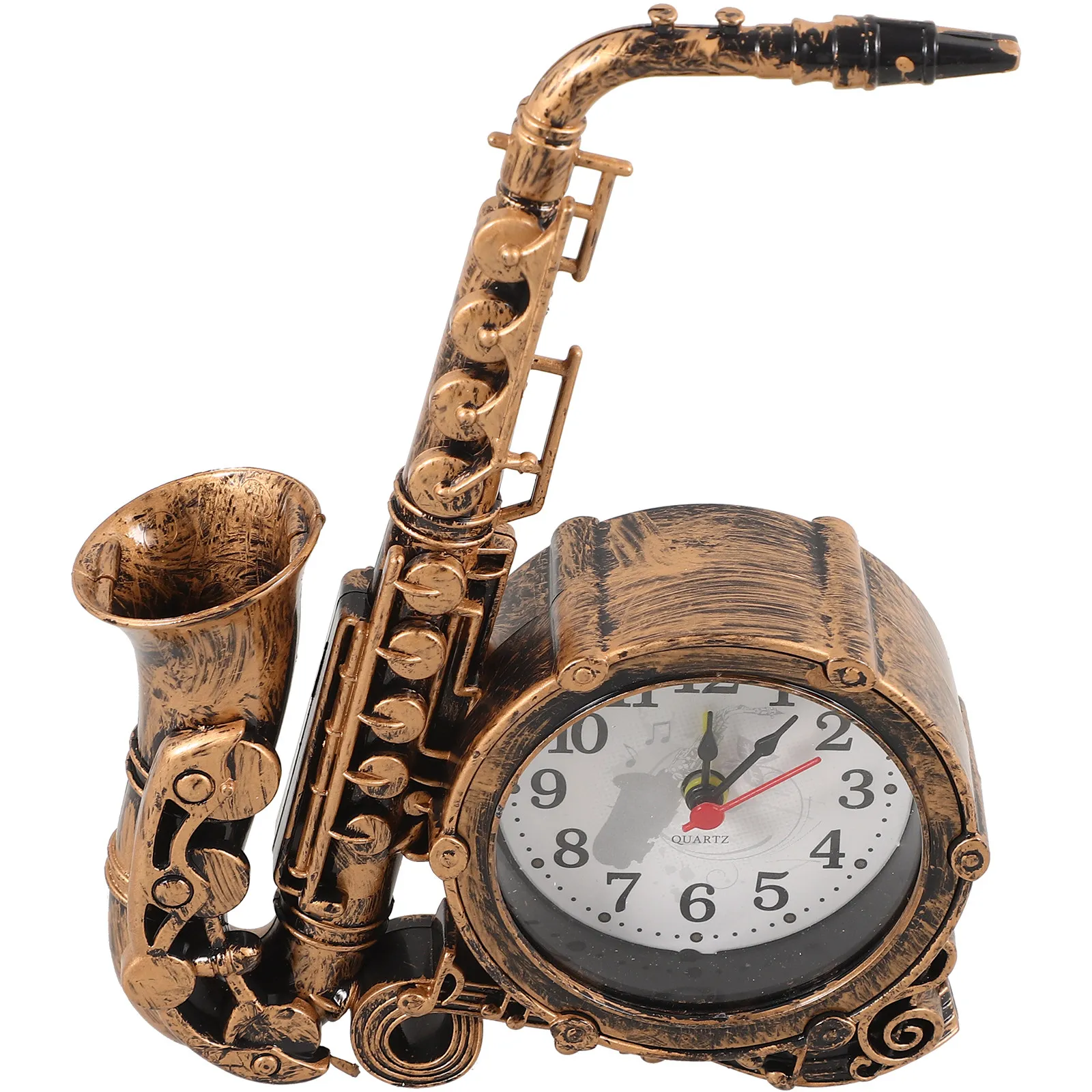 Creative Saxophone Shaped Alarm Clock Retro Vintage Table Silent Desktop Decorative Clock for Bedroom Bedside Use