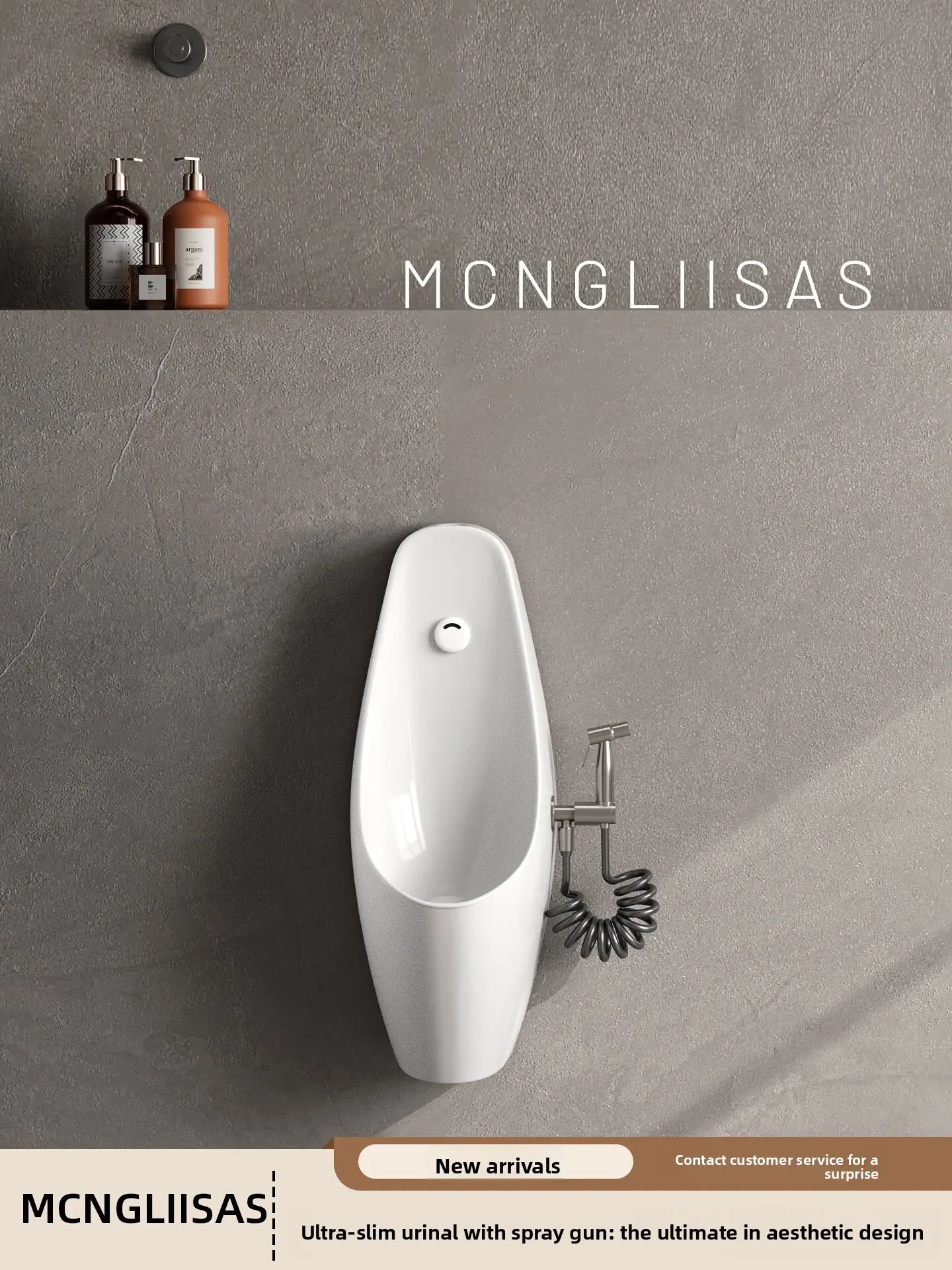 Slim Small Space Wall Mount Urinal With Cleaning Gun Infrared Automatic Flush Anti Splash Male Toilet For Hotel Washroom