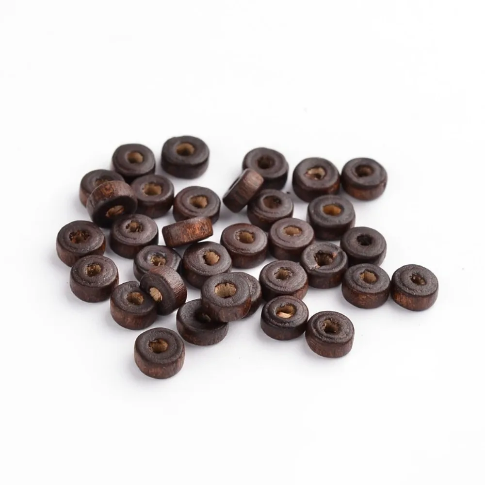 600pcs  Maple Wood Beads Lead Free Flat Round Dyed Brown 6x3mm Hole: 2mm