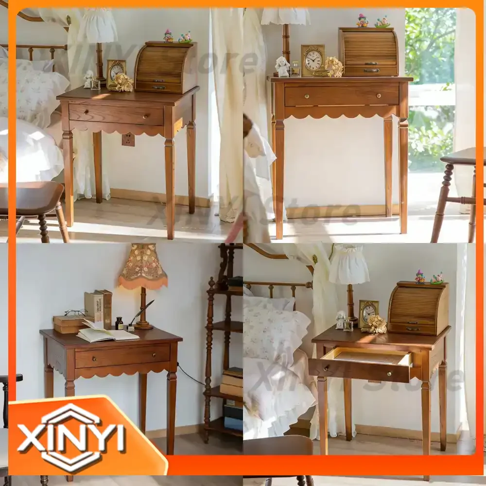 French Solid Wood Dresser for American Vintage Vanity Dressing Table Small Apartment Storage Table Bedside Table