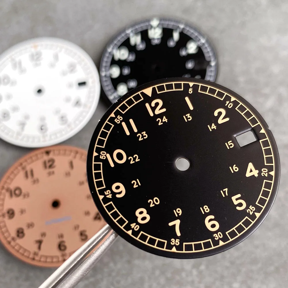 29 مللي متر NH35 الطيار ساعة الطلب وزارة الدفاع اكسسوارات ل NH36 NH38 NH70 NH71 NH72 4R35 4R36 ل التلقائي ساعة رجالية نافذة التاريخ #4