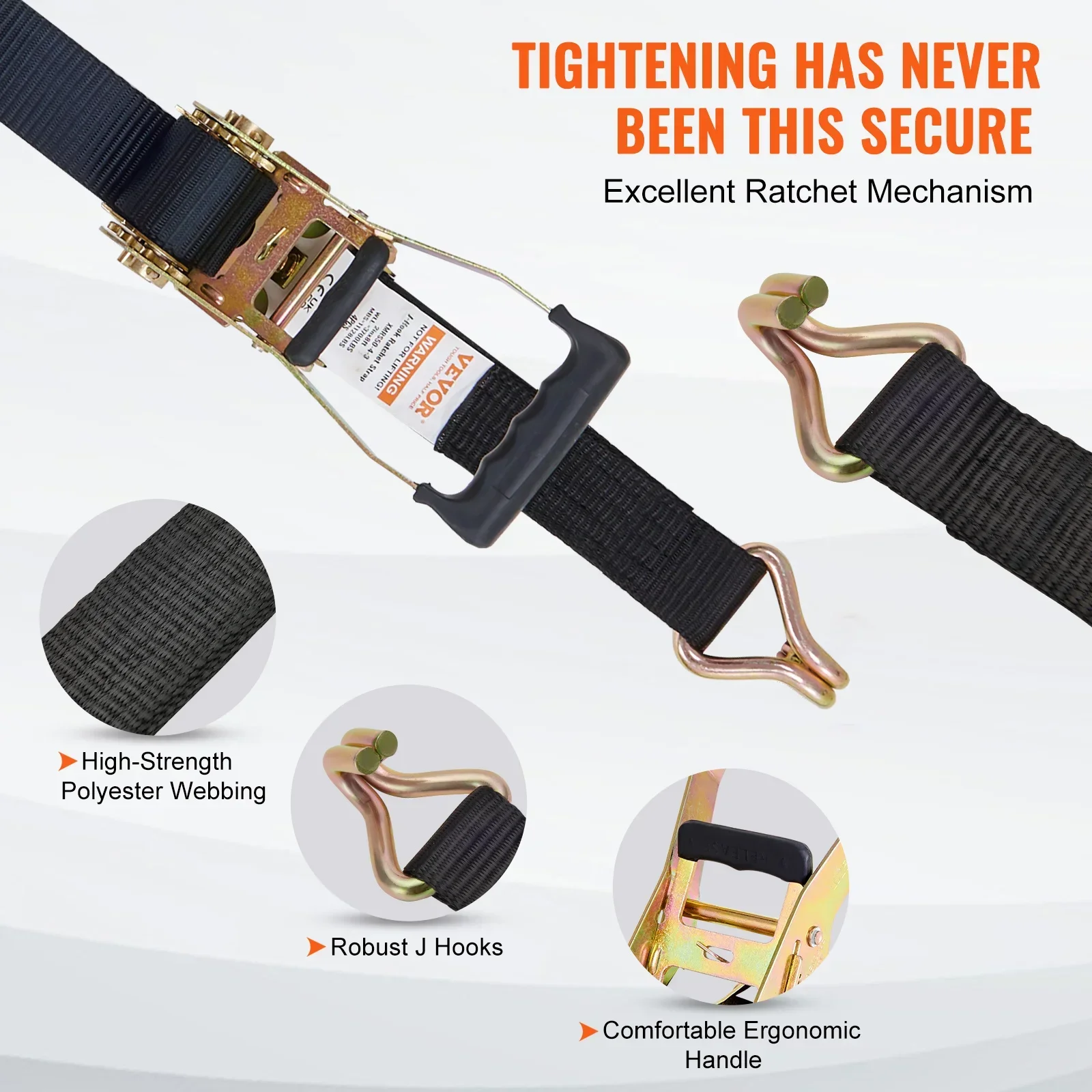 

tt Ratchet Tie Down Straps (4PK),11128 lb Break Strength, Double J Hook Includes 2" x 8' Rachet Tie Downs with Padded Handles