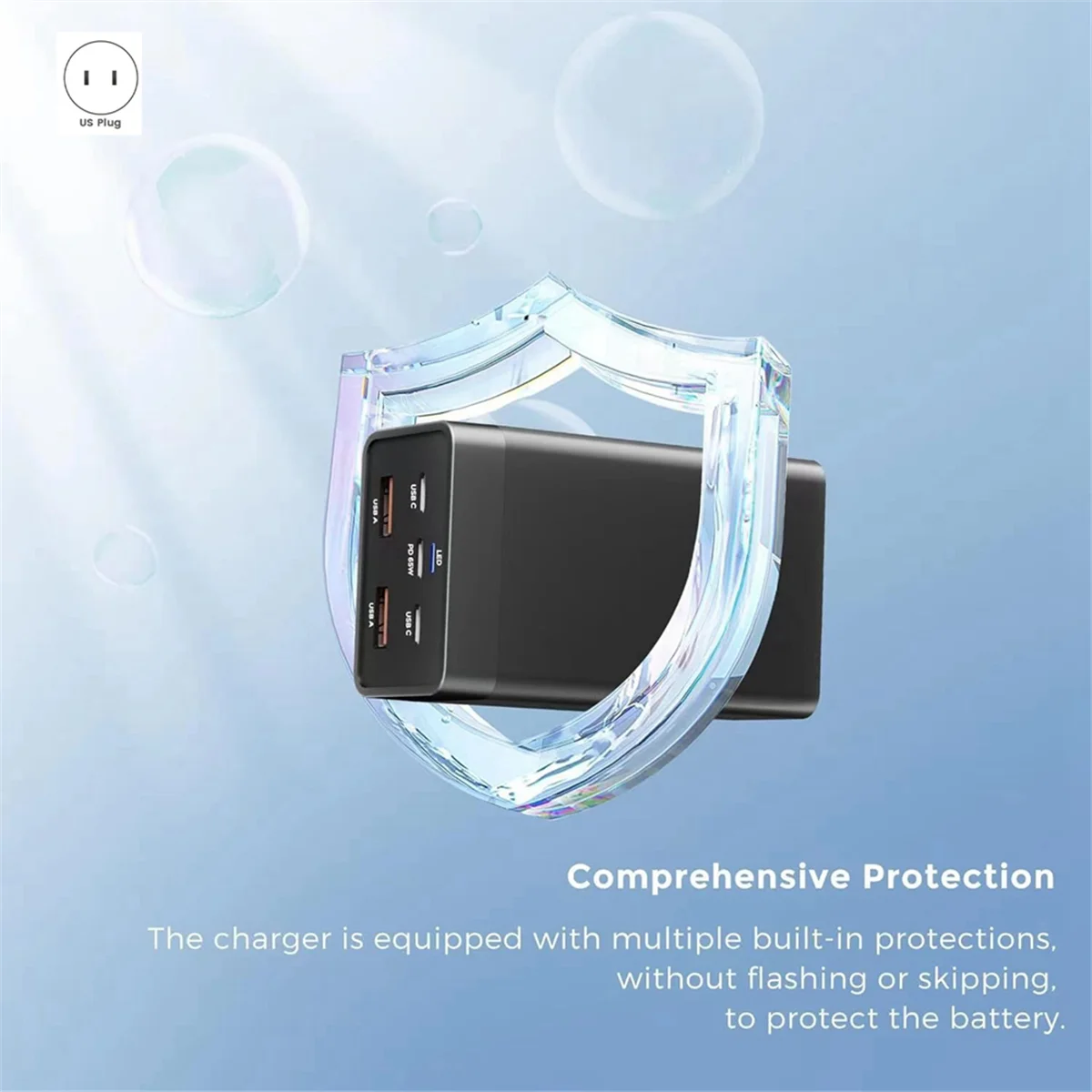 

A67I 125 Вт GaN Зарядное устройство Настольное быстрое зарядное устройство 5 в 1 PD65W Зарядное устройство для IPhone15 14 13 Pro Max Xiaomi Samsung US-Plug